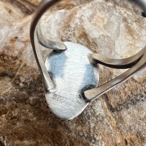 ❤️ Golden Hills Turquoise Brushed 925 Southwestern Navajo Ring SZ 8 Matte Stone - Picture 6 of 15